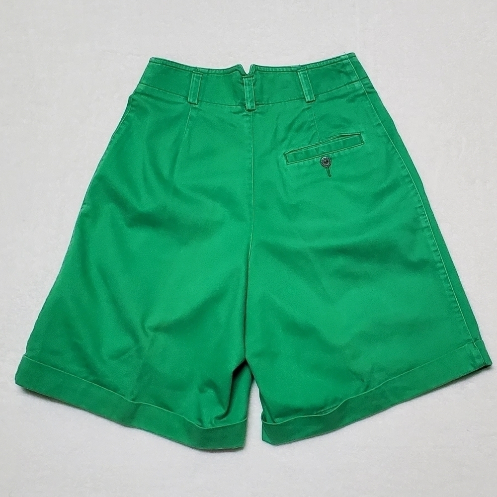 VINTAGE LizSport Green Extra High Rise Pleated Waist Wide Leg Loose Fit Shorts - Picture 7 of 14